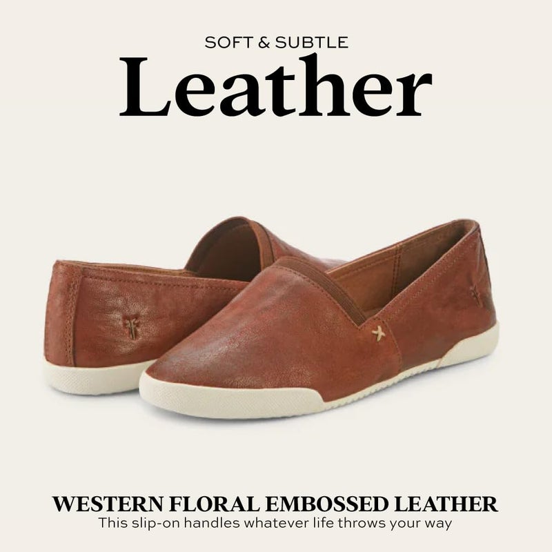 Frye Melanie Slip On Shoes for Women Crafted from Premium Leather with White Rubber Toe Bumpers and Soles, Leather Lining, and Removable Footbeds â€“ 1 Â¼â€ Outsole, Cognac - 7 M - Image 5